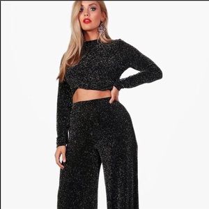 Two piece set black stretch boohoo